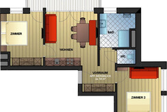 Grundriss Appartement Bergblick