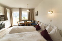 Apartment Sonnfeld Wohnküche mit Ausziehcouch