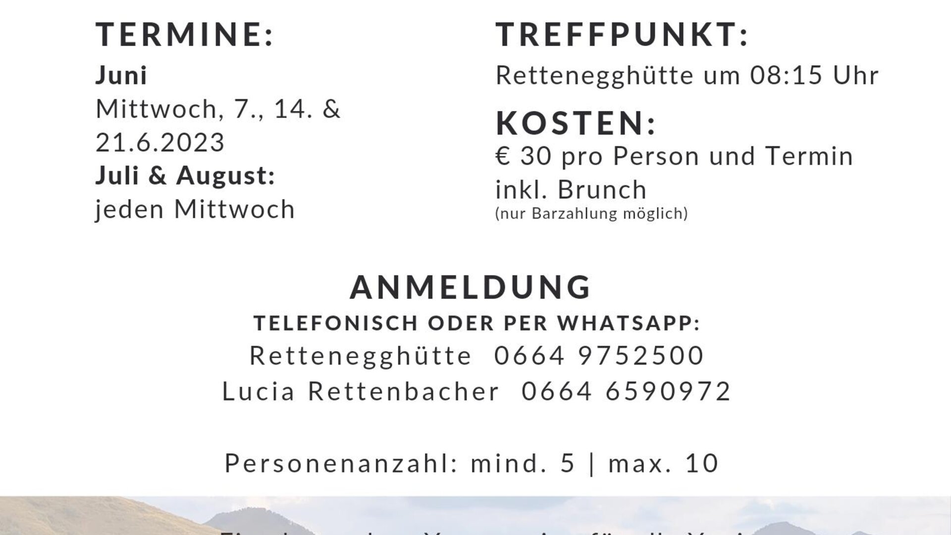 Plakat - Yoga & Brunch auf der Alm | © Rettenegghütte
