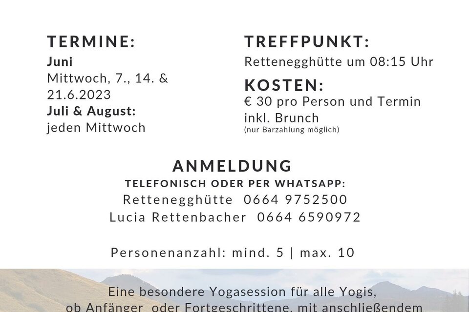 Plakat - Yoga & Brunch auf der Alm | © Rettenegghütte