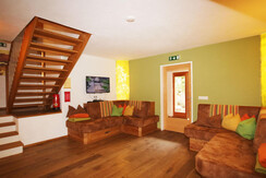 Atrium lounge area with TV