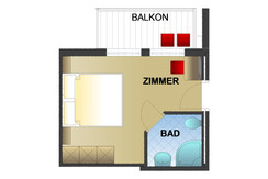 Doppelzimmer Mansarde Skizze