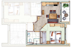 Flat plan apartment 2-3 persons