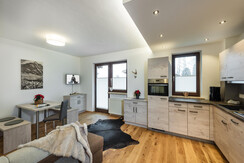 Blick über Küche auf Terrasenausgang