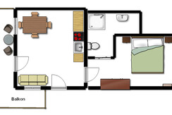 Floor plan apartment for 2-3 persons
