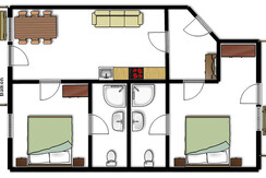 Floor plan of the flat in the log cabin