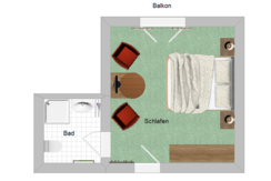 Doppelzimmer mit Balkon zum Garten