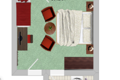 Plan Dreibettzimmer mit Balkon