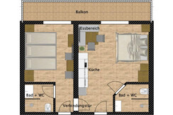 possible combination 2bed studio connecting door