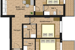 combined with 4bed apartment for 6-7persons 78m²