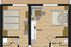 mögliche Kombination mit 3-Bett Zimmer als 4er Apartment