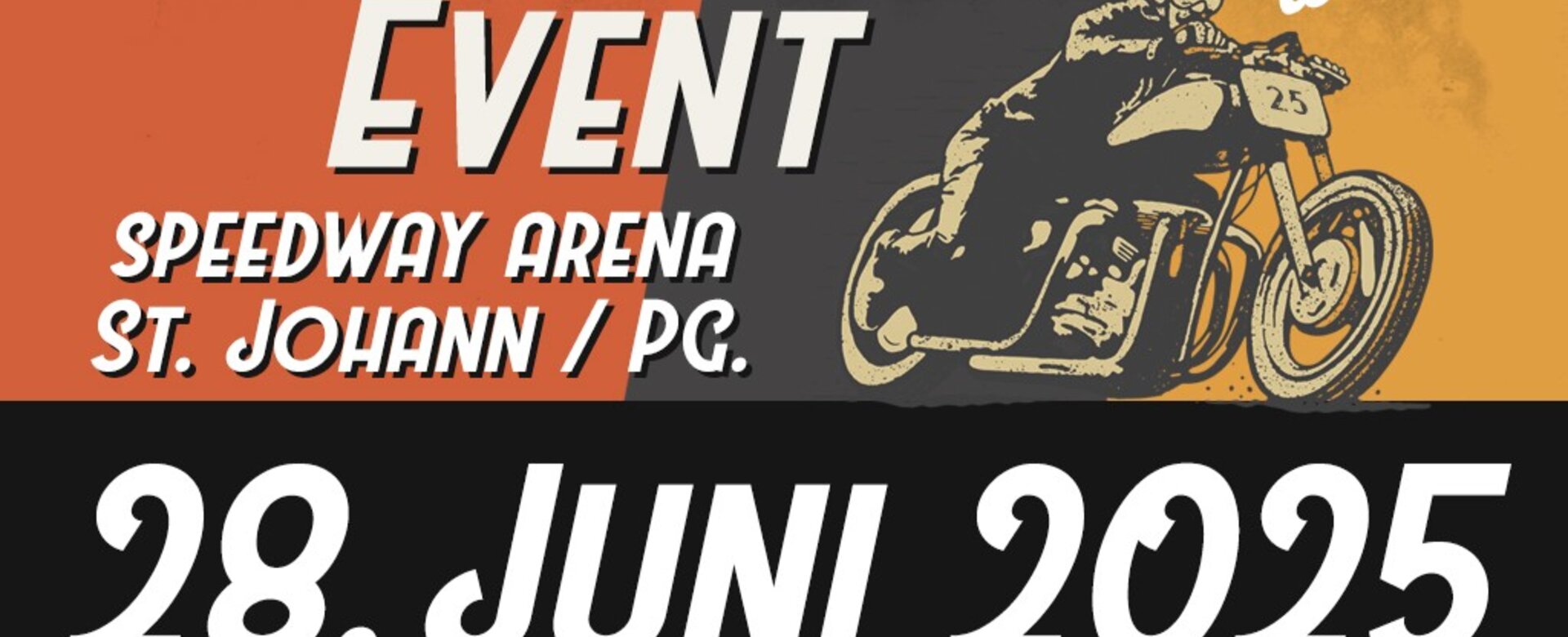 Poster for Sloping Wheels motorcycle event on June 28, 2025 in St. Johann, free entry from 1 PM | © Sloping Wheels