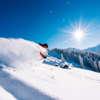 Verschneite Tiefschnee-Hänge in wunderschönem Panorama in Ski amadé