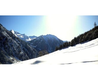 Verschneite Winterlandschaft mit Blick auf die Berge nahe der Hirschgrubenalm im Großarltal | © Tourismusverband Großarltal